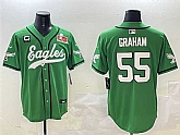 Men's Philadelphia Eagles #55 Brandon Graham Green 2025 Super Bowl LIX And 3-Star C Patch Stitched Baseball Jersey,baseball caps,new era cap wholesale,wholesale hats